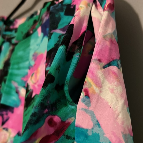 Cynthia Rowley Sz MD Pleated Pockets Skirt Floral Watercolor Girly Blue Pink EUC - Picture 4 of 7